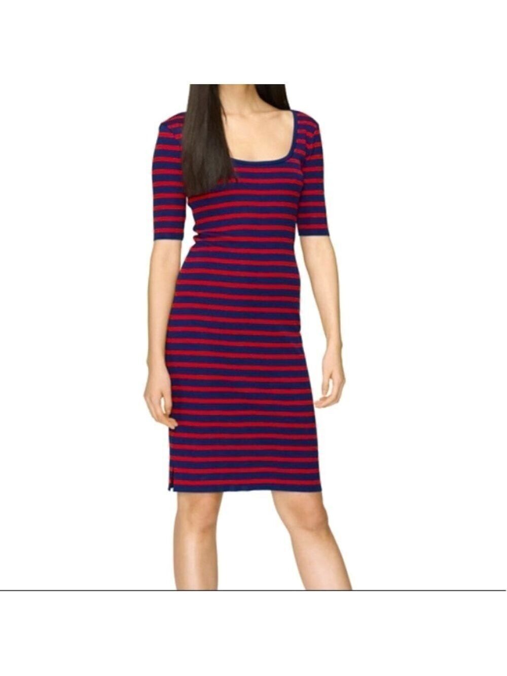 Ralph Lauren Black Label Striped Midi Dress Womens Small Blue Red Nautical Beach